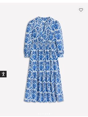 Boden Blue & White Printed Tiered Midi Dress Size 4